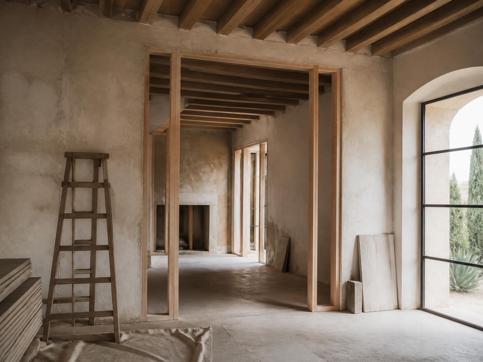 Renovation in progress inside a Mediterranean house